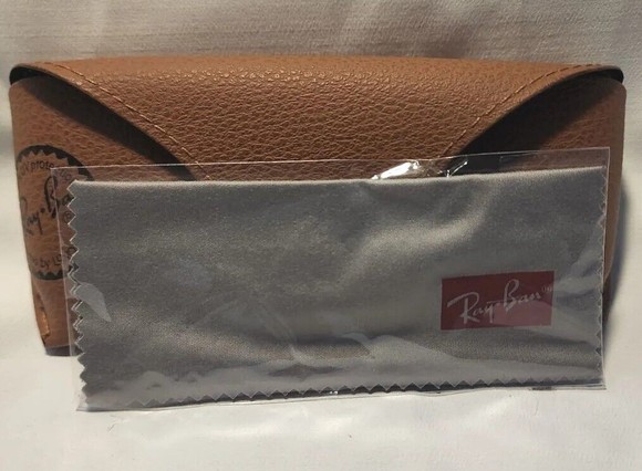 Rayban Sunglasses Eyeglasses Soft Leather Brown Case w/ Cleaning Cloth - Picture 8 of 8